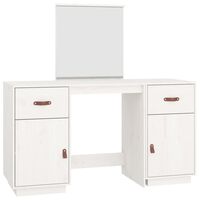 vidaXL Dressing Table Set with a Mirror White Solid Wood Pine