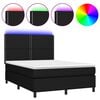 vidaXL Box Spring Bed with Mattress&LED Black 140x200 cm Fabric