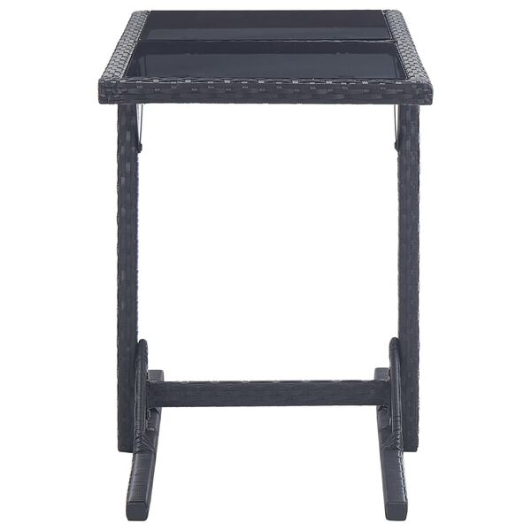 vidaXL Garden Table Black 110x53x72 cm Glass and Poly Rattan