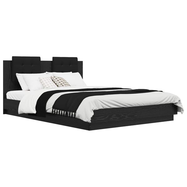 vidaXL Bed Frame with Headboard with Storage Artisan Oak 140 x 200 cm