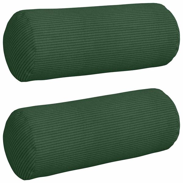 vidaXL Bolster Pillows 2 pcs Dark Green &Oslash; 15 x 40 cm Corduroy Fabric