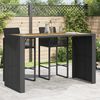 vidaXL Garden Bar Table with Acacia Wood Top Black 185x80x110 cm Poly Rattan