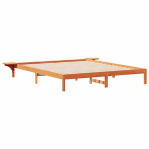 vidaXL Bed Frame with Side Tables Wax Brown 200 x 210 cm