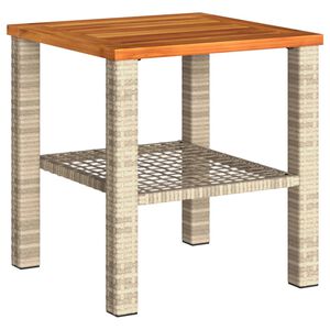 vidaXL Garden Table Beige 40x40x42 cm Poly Rattan Acacia Wood