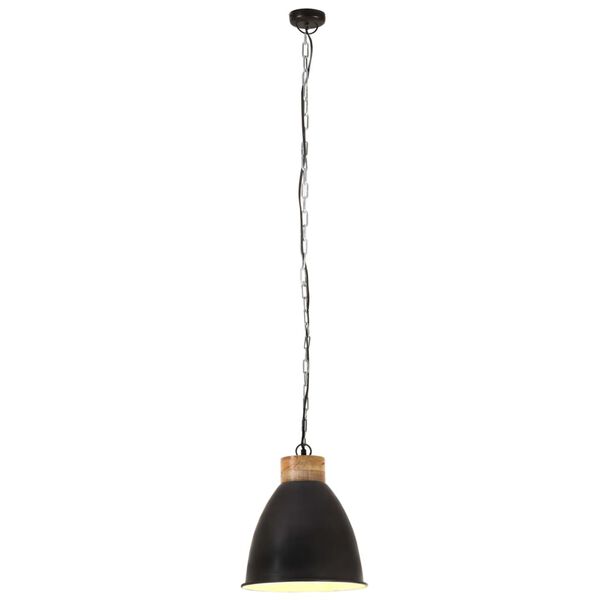 vidaXL Industrial Hanging Lamp Black Iron & Solid Wood 35 cm E27