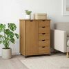 vidaXL Rolling Cabinet Honey Brown 63.5 x 39 x 79 cm Solid Pine Wood