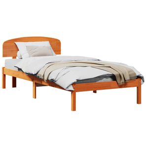 vidaXL Bed Frame with Headboard Wax Brown 75 x 190 cm Solid Pine Wood