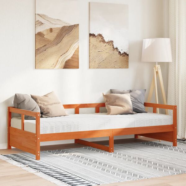 vidaXL Daybed with Mattress Wax Brown 80x200 cm Solid Wood Pine