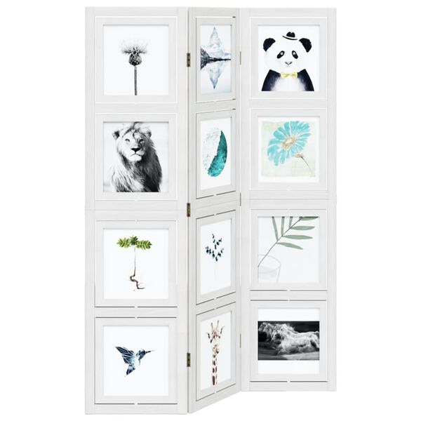 vidaXL Room Divider 3 Panels White Solid Wood Paulownia