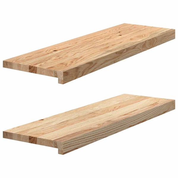 vidaXL Stair Treads 2 pcs Untreated 80x25x2 cm Solid Wood Oak