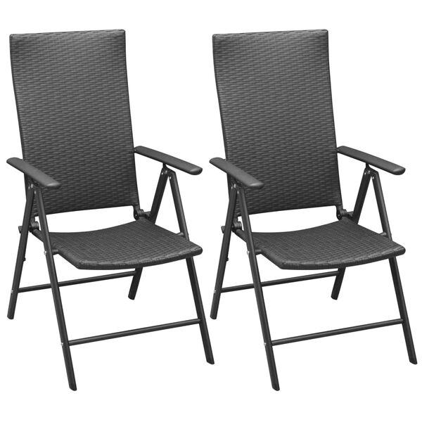 vidaXL Stackable Garden Chairs 2 pcs Poly Rattan Black