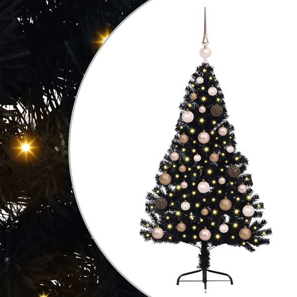 vidaXL Artificial Pre-lit Christmas Tree Black 120 cm PVC