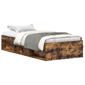 vidaXL Bed Frame without Mattress Smoked Oak 75x190 cm Small Single Small Single