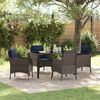 vidaXL Garden Dining Set with Cushion 5 pcs Grey Poly Rattan