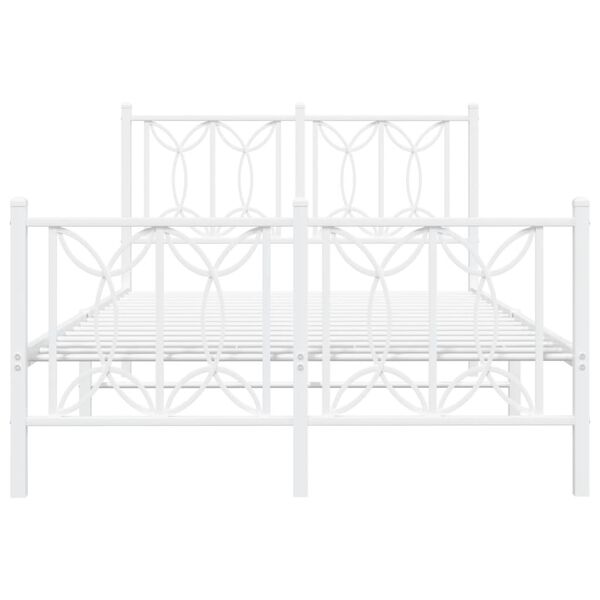vidaXL Metal Bed Frame without Mattress with Footboard White 120x190cm