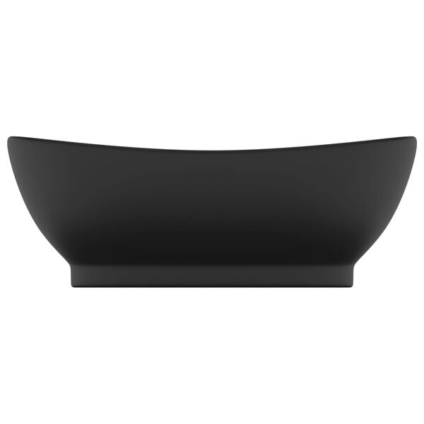 vidaXL Luxury Basin Overflow Oval Matt Black 58.5x39 cm Ceramic