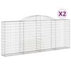 vidaXL Arched Gabion Baskets 2 pcs 300x30x120/140 cm Galvanised Iron