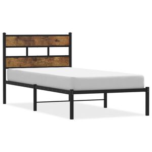 vidaXL Metal Bed Frame without Mattress Smoked Oak 100x190 cm