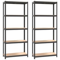vidaXL 5-Layer Shelves 2 pcs Anthracite Steel&Engineered Wood