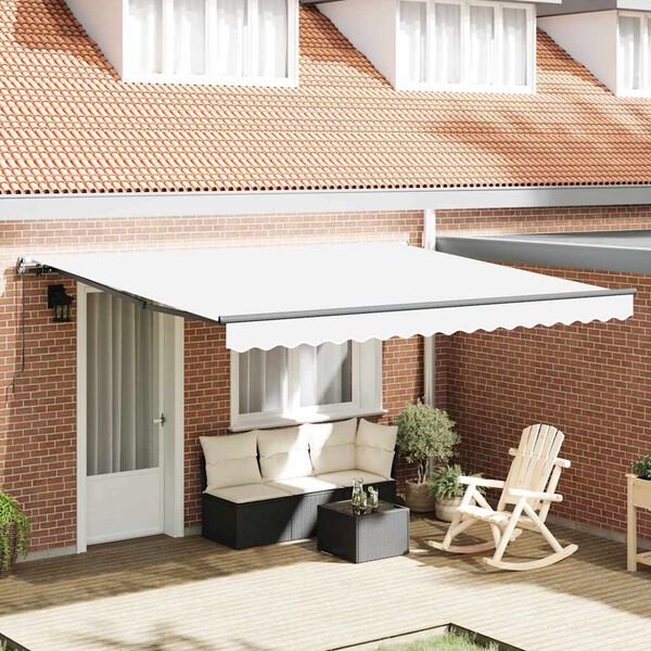 vidaXL Retractable Awning White 400 x 350 cm Polyester and Steel