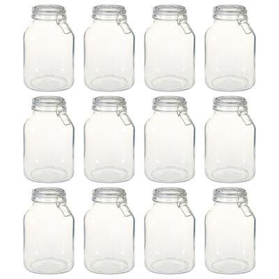 vidaXL Glass Jars with Lock 12 pcs 3 L