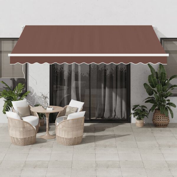 vidaXL Automatic Retractable Awning with LED Brown 400x350 cm