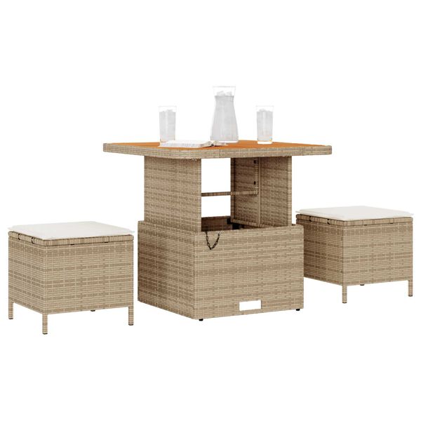 vidaXL Garden Dining Set Beige Poly rattan