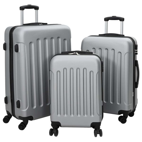 vidaXL Suitcase Set 3 pcs Silver 50 x 31 x 78 cm ABS Plastic and Steel