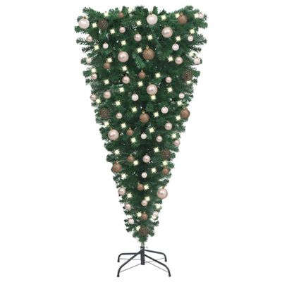 vidaXL Upside-down Artificial Pre-lit Christmas Tree with Ball Set 150 cm