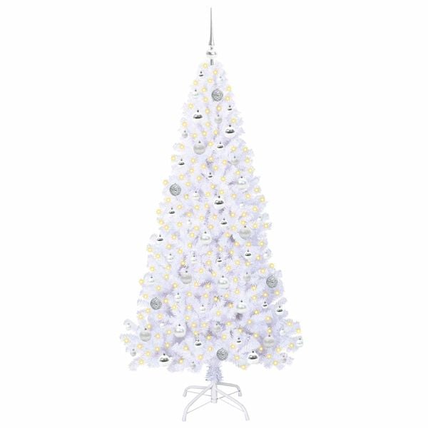 vidaXL Artificial Christmas Tree with Stand White 180 cm PVC and Steel