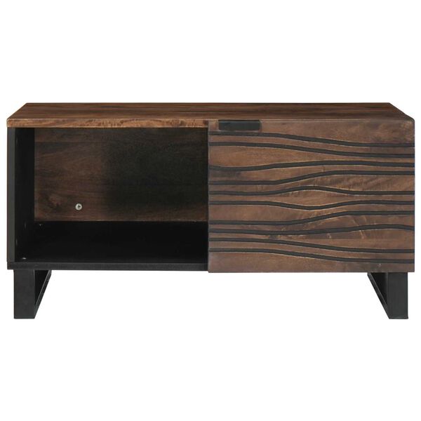 vidaXL Coffee Table Brown and Black 80 x 50 x 40 cm Solid Acacia wood