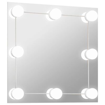 vidaXL Wall Mirror with LED Lights Square Glass