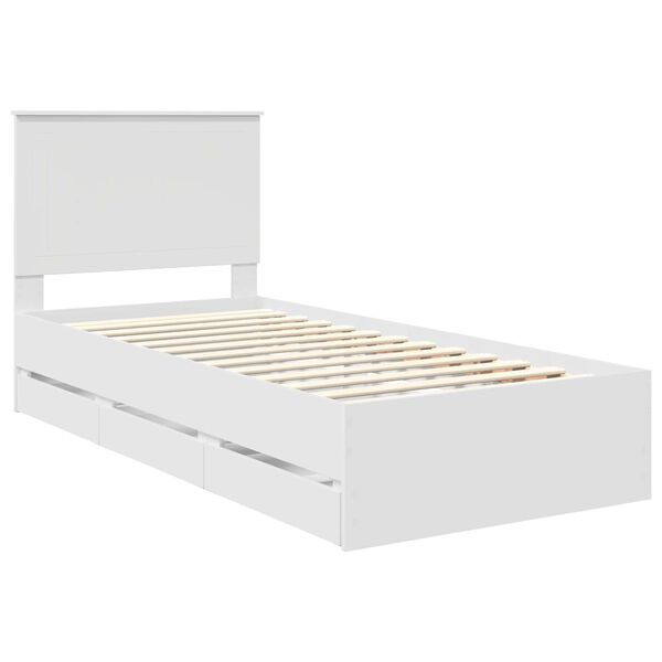 vidaXL Bed Frame with Drawer White 90 x 190 cm Engineer Wood