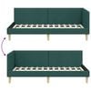 vidaXL Corner Bed Frame Dark Green 90 cm x 190 cm Velvet