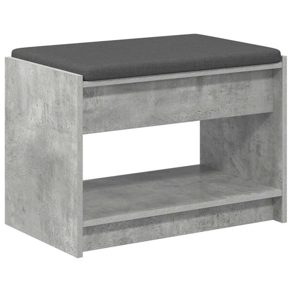 vidaXL Hall Bench with Cushion Concrete Grey 63 x 38 x 45 cm