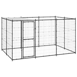 vidaXL Outdoor Dog Kennel Steel with Roof 7.26 m&sup2;