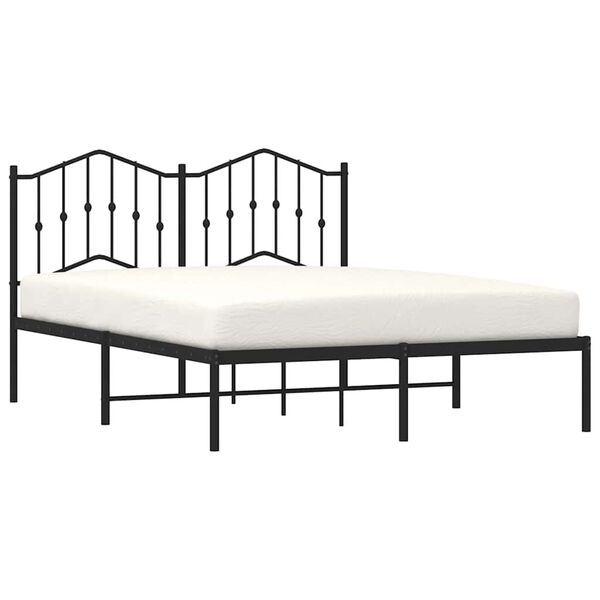 vidaXL Metal Bed Frame without Mattress with Headboard Black 135x190cm