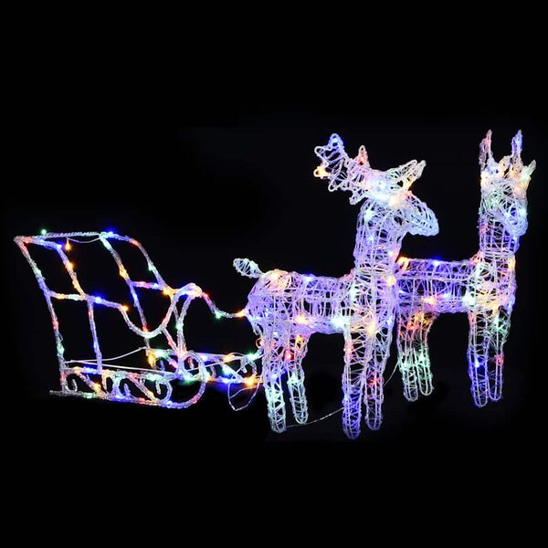 vidaXL Reindeers & Sleigh Christmas Decoration 160 LEDs 130 cm Acrylic