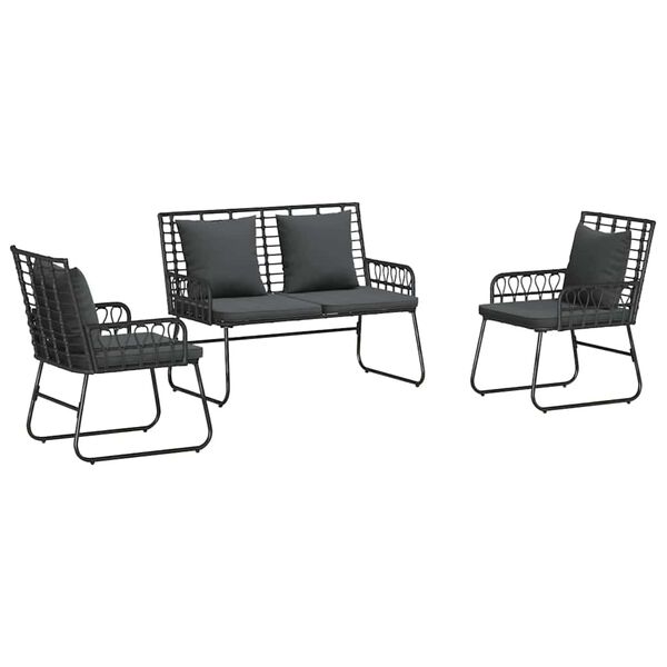 vidaXL Garden Dining Set 3 pcs Black and Anthracite Poly rattan, steel