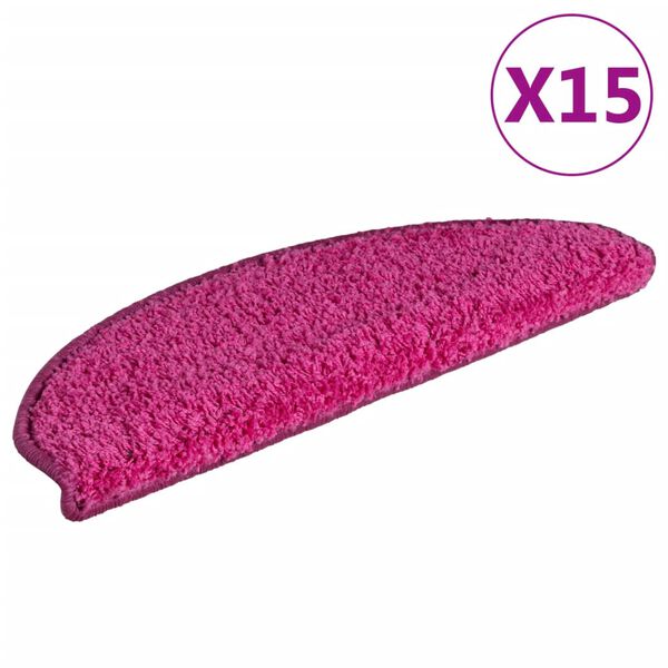 vidaXL Stair Mats 15 pcs 65x21x4 cm Pink Half Round Large