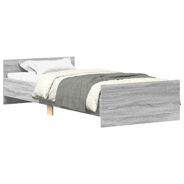 vidaXL Bed Frame without Mattress Grey Sonoma 90x200 cm Engineered Wood