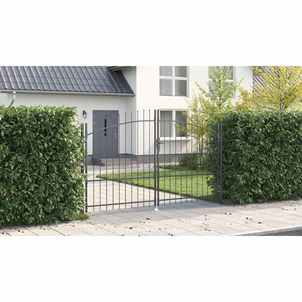 vidaXL Garden Gate with Lock Grey 175 x 300 cm Steel