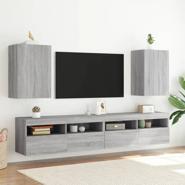 vidaXL TV Wall Cabinets 2 pcs Grey Sonoma 40.5x30x60 cm Engineered Wood