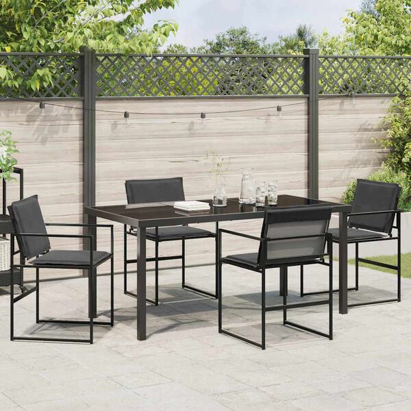 vidaXL Garden Dining Set Folding 5 pcs Black Textilene and steel