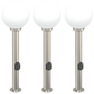 vidaXL Bollard Lights with Outlet 3 pcs 80 cm Stainless Steel IP44