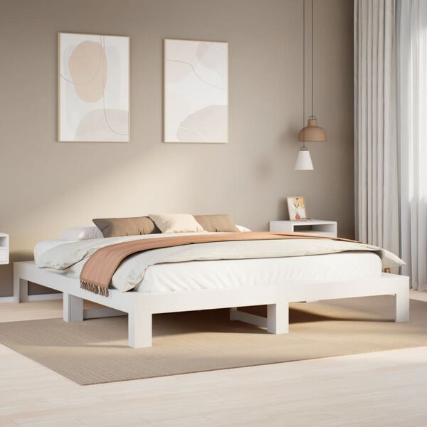 vidaXL Bed Frame without Mattress White 180x200 cm Super King Solid Wood Pine