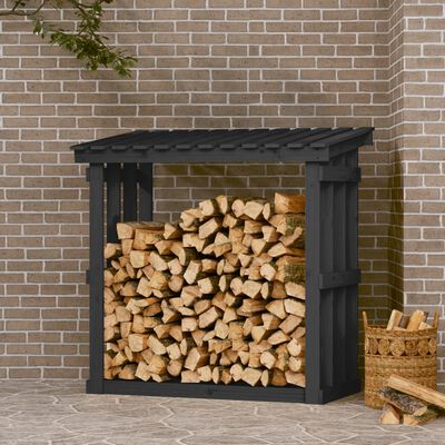 vidaXL Firewood Rack Grey 108x64.5x109 cm Solid Wood Pine