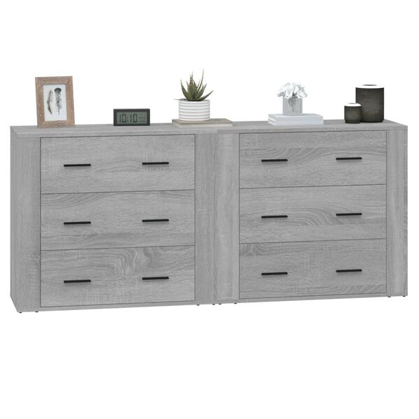 vidaXL Sideboards 2 pcs Grey Sonoma Engineered Wood