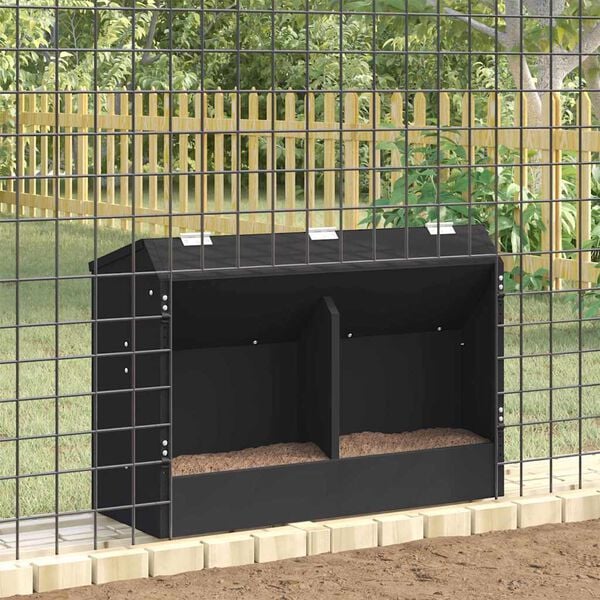 vidaXL Rabbit Feeder Black 64.5 x 25.5 x 45.5 cm Cold-Rolled Steel
