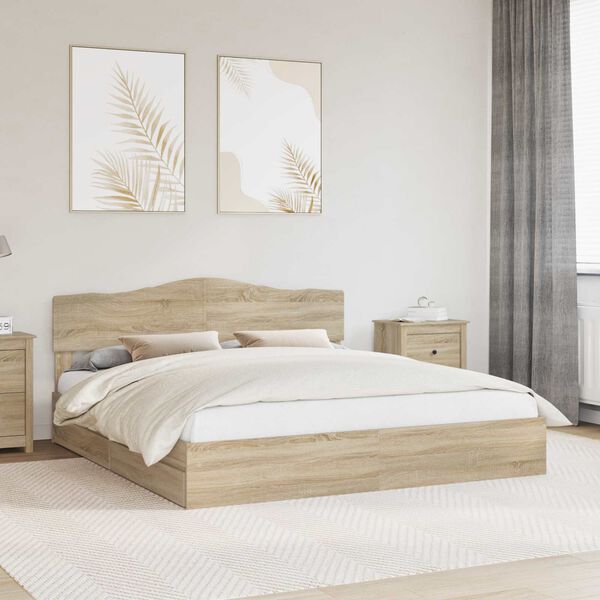 vidaXL Storage Bed with Drawer Sonoma Oak 180 x 200 cm Engineered Wood